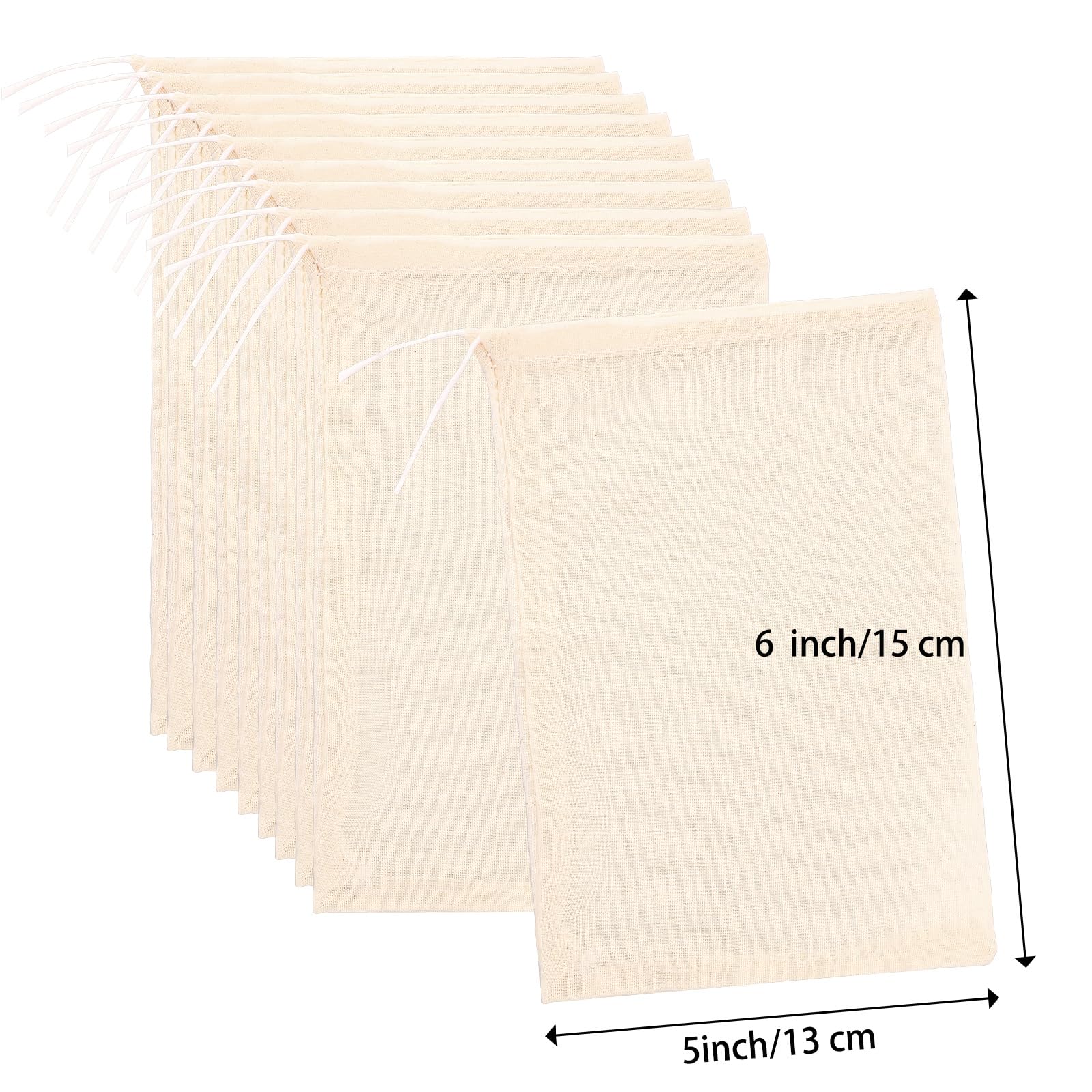 24 Pieces Spice Bags For Cooking Cheesecloth Bags For Straining Reusable Empty Tea Bags Drawstring Soup Bags Muslin Bags (5 X 6